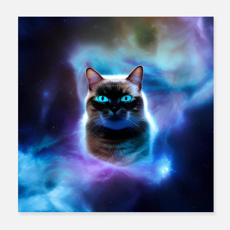 Cat in space Poster 8" x 8" (20x20 cm)