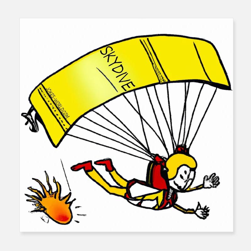 Skydive - Fallschirmspringer Comic Poster 20x20 cm
