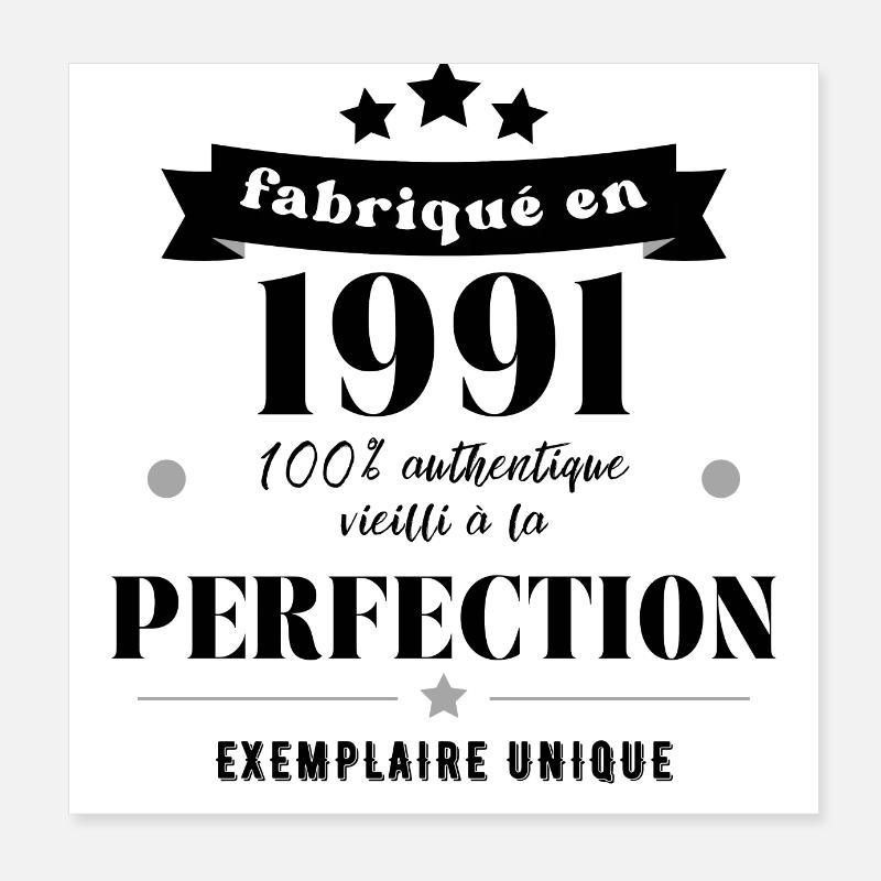 fabriqué en 1991 Poster 20 x 20 cm