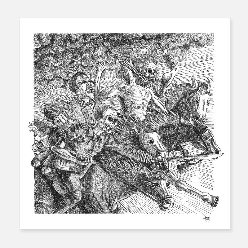 Cavaliers - Poster 20 x 20 cm - blanc