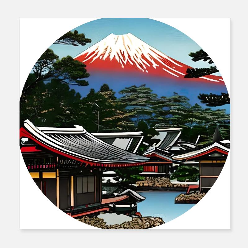 Mount Fuji in Digital Art Poster 8" x 8" (20x20 cm)