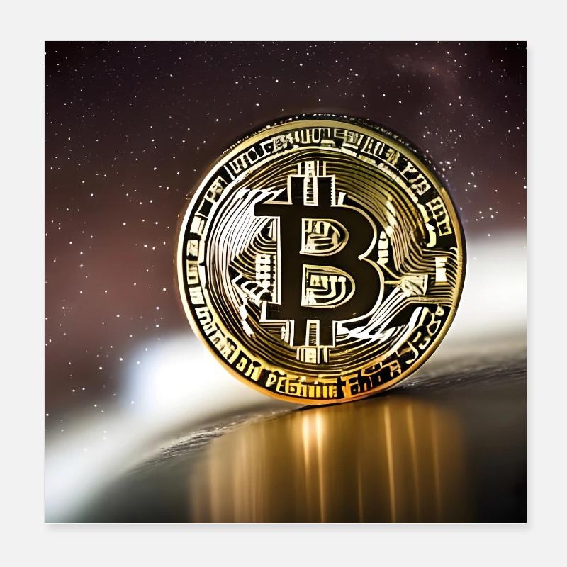 Bitcoin, Lune et étoiles Poster 20 x 20 cm