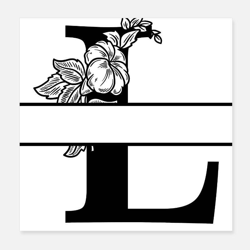 Personalisierter Blumenbuchstabe L Poster 20x20 cm