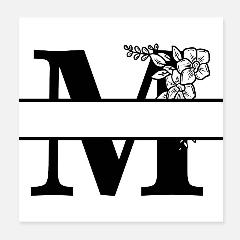 Personalisierter Blumenbuchstabe M Poster 20x20 cm