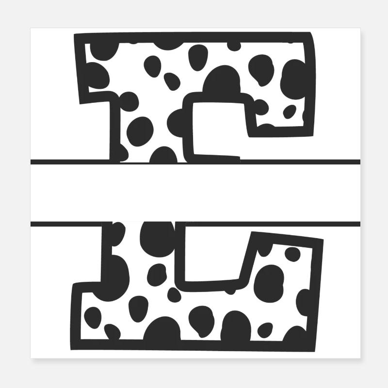 Letter e custom cow pattern Poster 8" x 8" (20x20 cm)
