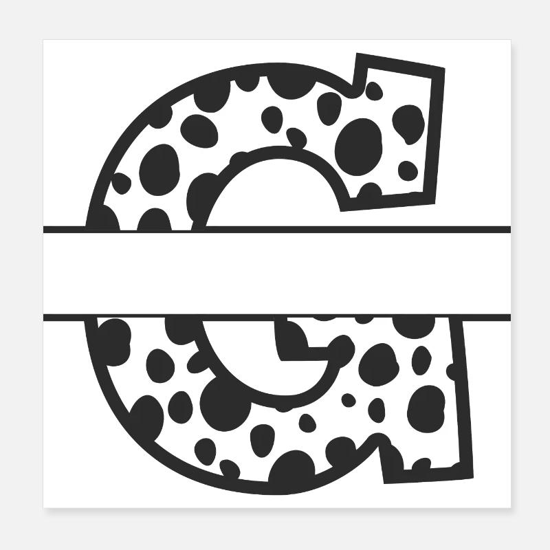 letter G custom cow pattern Poster 8" x 8" (20x20 cm)