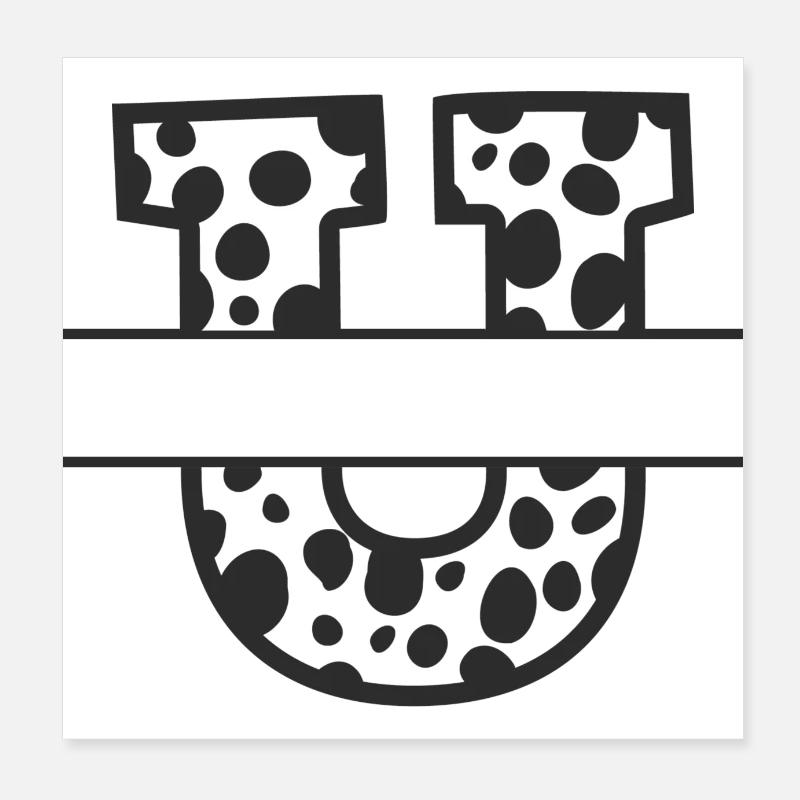 Buchstabe U benutzerdefiniertes Kuhmuster Poster 20x20 cm