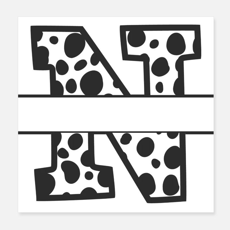 letter n custom cow pattern Poster 8" x 8" (20x20 cm)