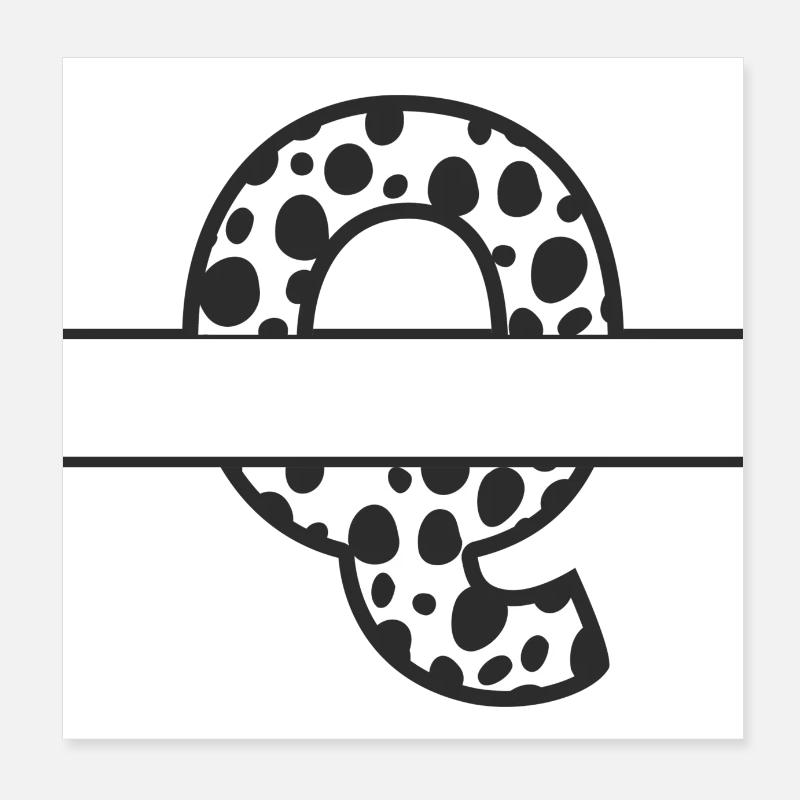 Buchstabe Q benutzerdefiniertes Kuhmuster Poster 20x20 cm