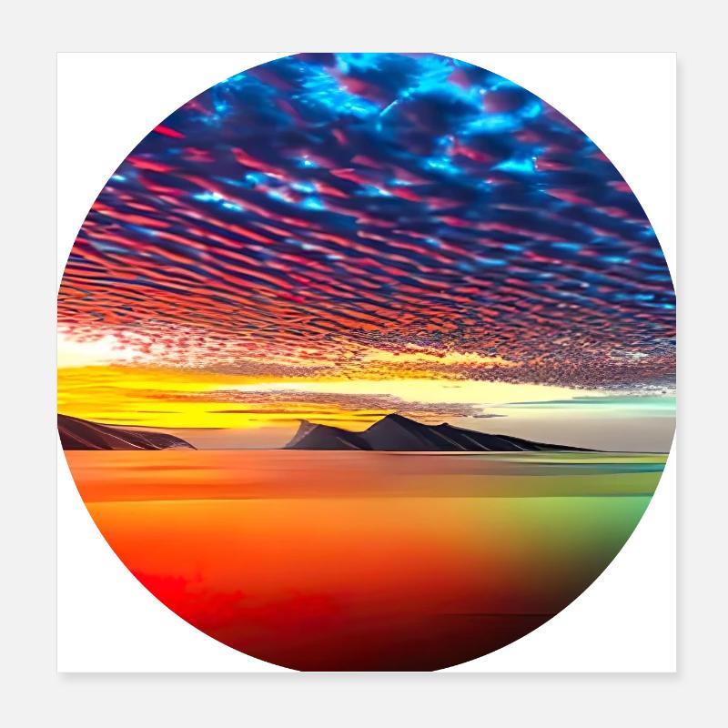 Coucher de soleil sur la mer Poster 20 x 20 cm