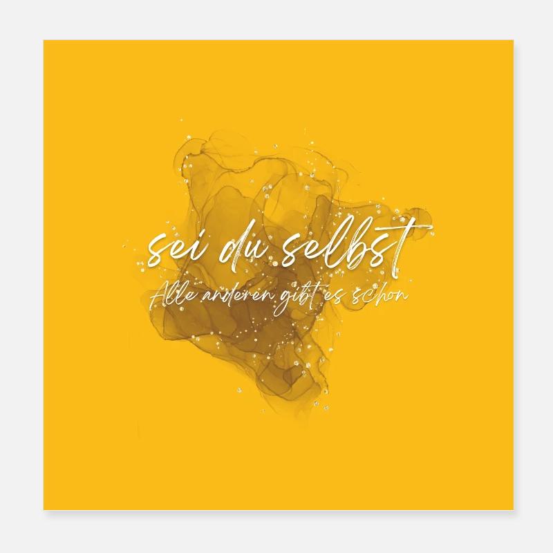 Sei du selbst! / Motivation gelb - Poster 20x20 cm - Weiß