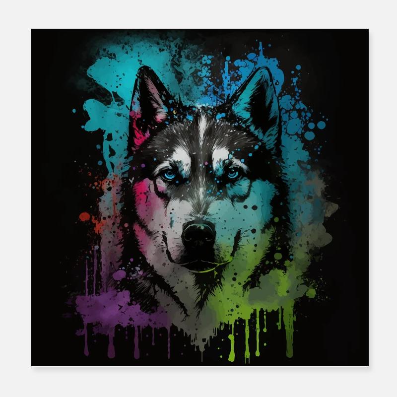 Husky Dog Poster 8" x 8" (20x20 cm)