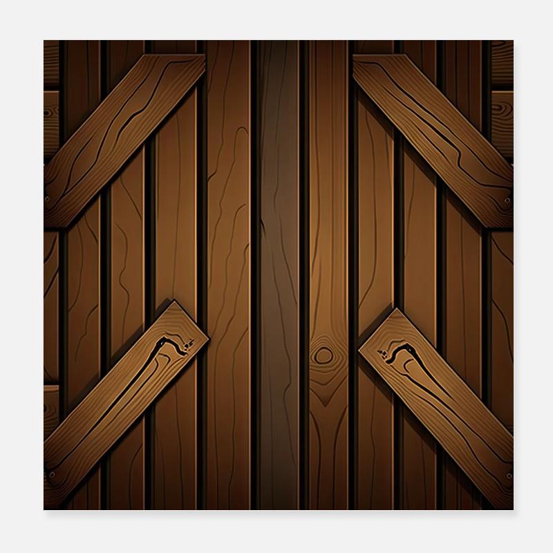 Motif de planche de bois rustique marron - Poster 20 x 20 cm - blanc