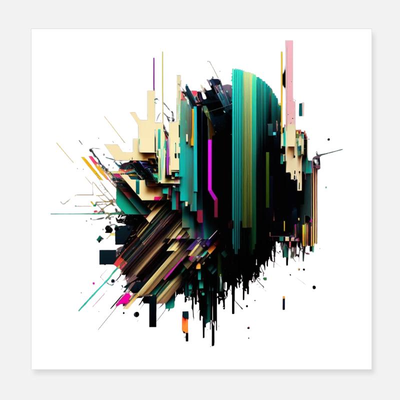 Art abstrait | Glitch Art | Abstrait Poster 20 x 20 cm