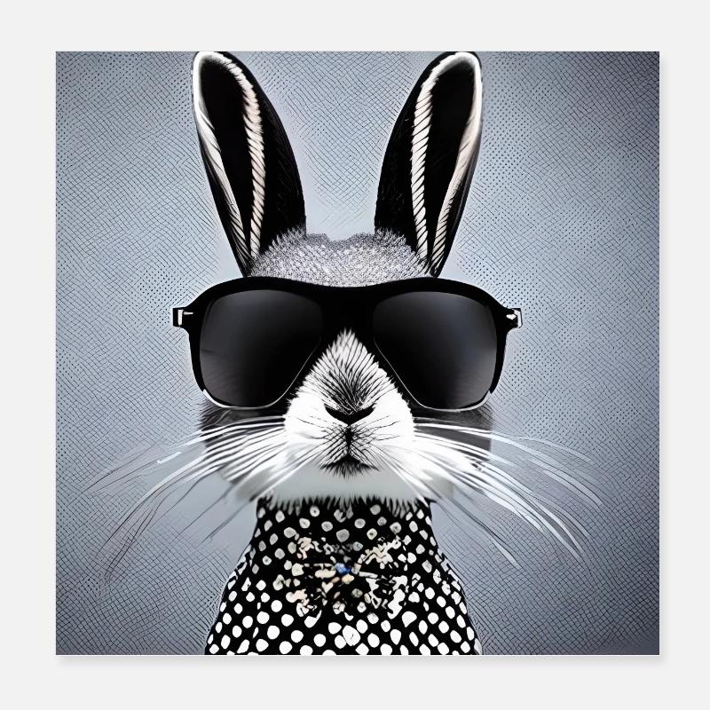 Cooler Hase mit Sonnenbrulle Poster 20x20 cm