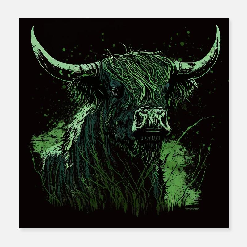 Scottish Highland cattle Poster 8" x 8" (20x20 cm)