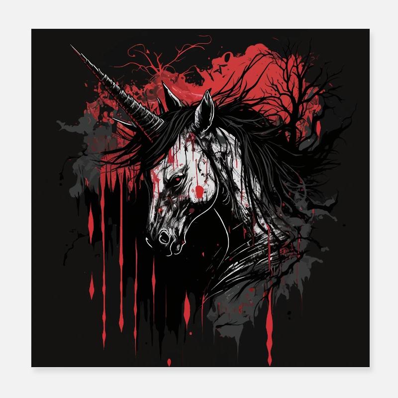 Scary Unicorn Poster 8" x 8" (20x20 cm)