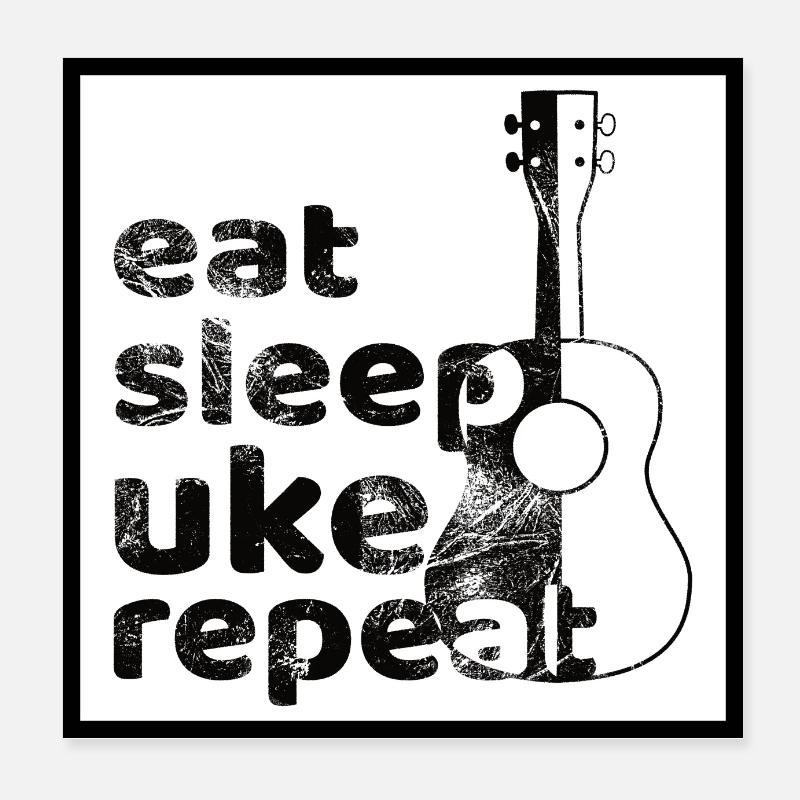Mangez dormir UKE répéter! Affiche noir et blanc Poster 20 x 20 cm