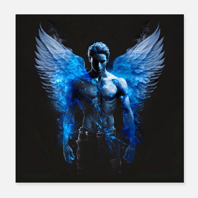 Blue Man Angel Poster 8" x 8" (20x20 cm)