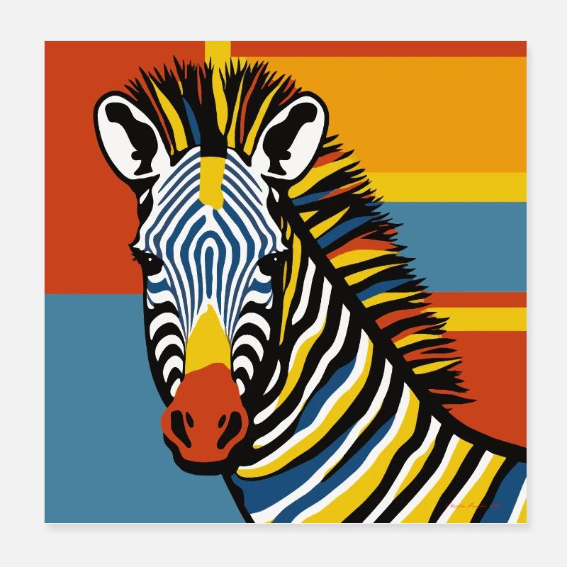 Zebra in Pop Art Poster 20x20 cm