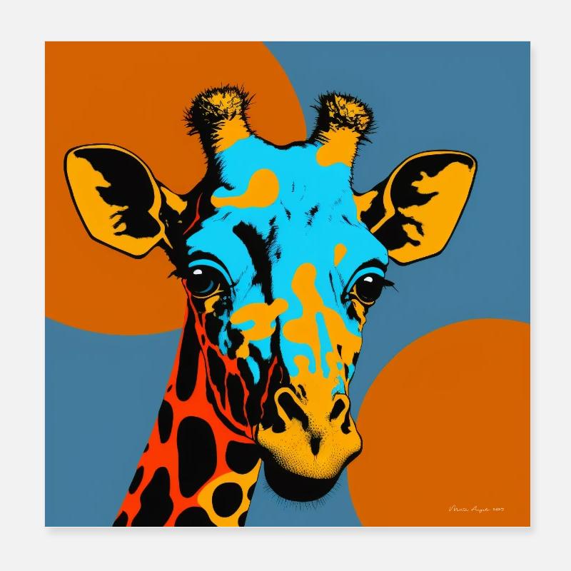 Giraffe in Pop Art Poster 8" x 8" (20x20 cm)