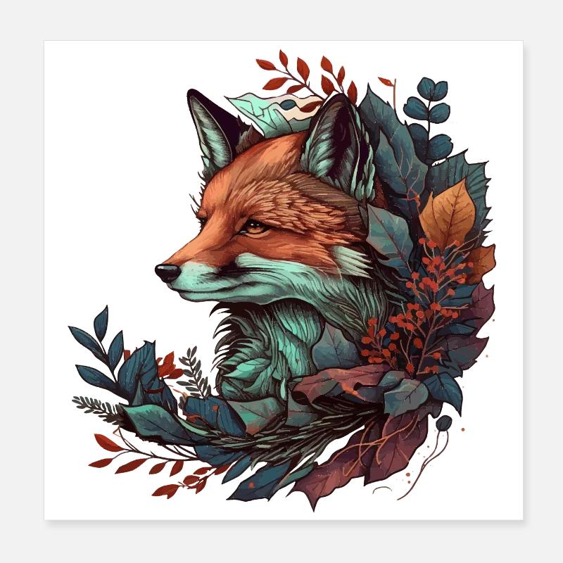 Cadeau Fox Tattoo Poster 20 x 20 cm