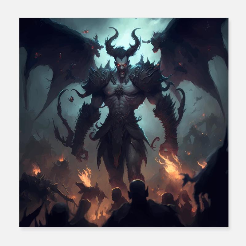 Die Herrschaft des Dämonenkönigs Version 1 - Poster 20x20 cm - Weiß