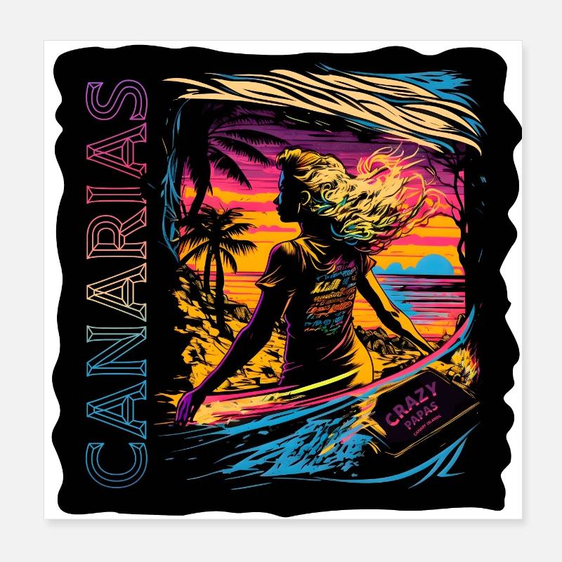 ÎLES CANARIES ANIMÉES Poster 20 x 20 cm