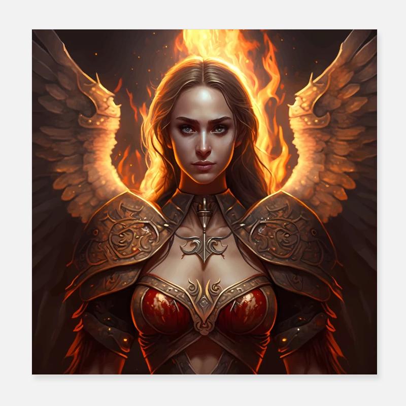 Ange de feu féminin Poster 20 x 20 cm