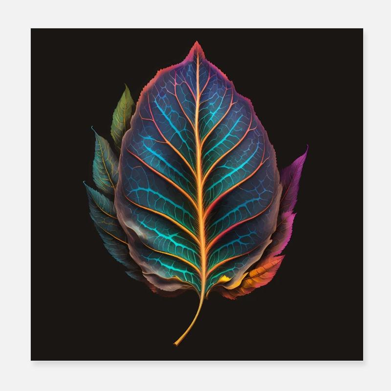 Fantasievoll schillerndes Blatt Version 2 - Poster 20x20 cm - Weiß