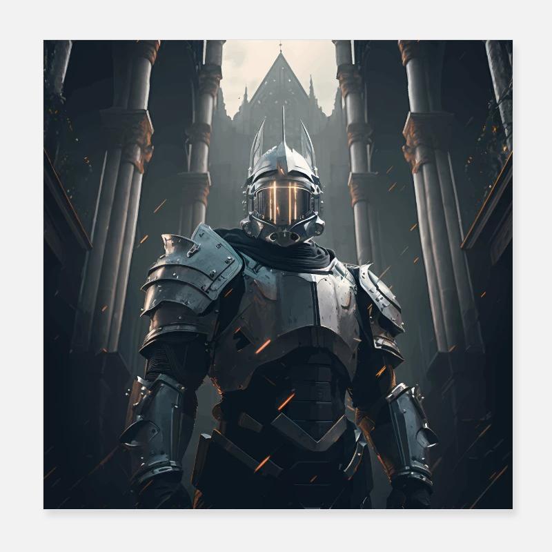 Astronaut Knight Poster 8" x 8" (20x20 cm)