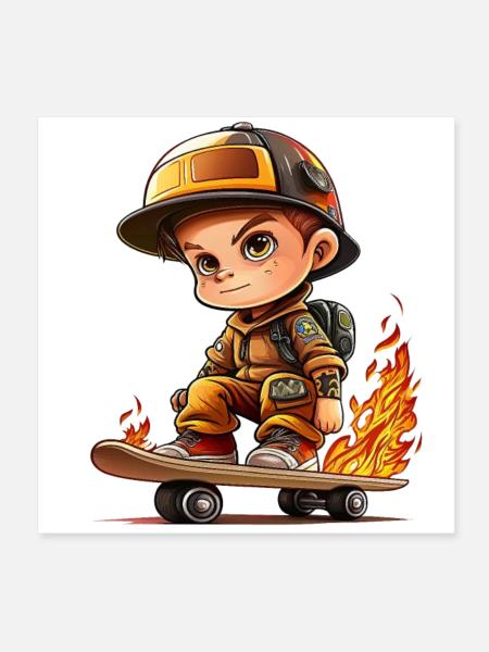 Feuerwehr Junge - Poster 20x20 cm - Weiß