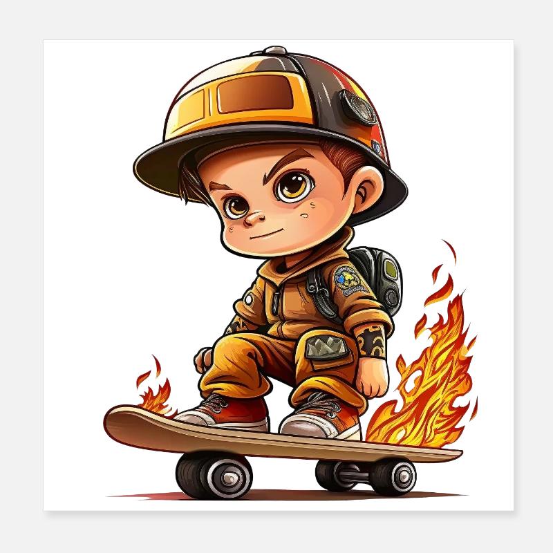 Garçon pompier Poster 20 x 20 cm
