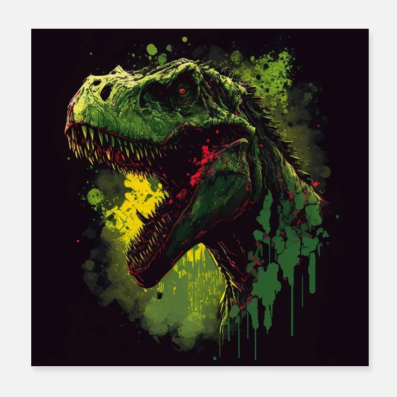T. Rex is in a bad mood Poster 8" x 8" (20x20 cm)