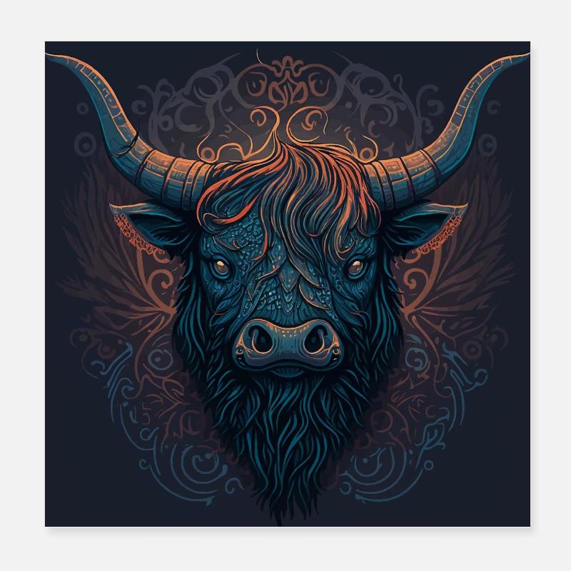 Scottish Highland cattle Poster 8" x 8" (20x20 cm)