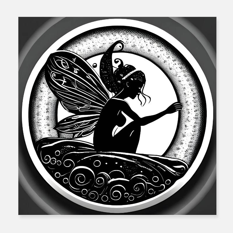 Elfe Silhouette Petite Fée Poster 20 x 20 cm