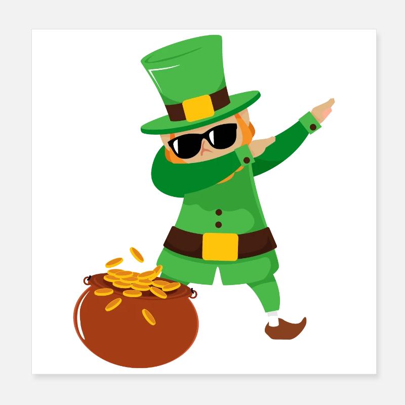 Dabbing Leprechaun Kinder Happy St. Patrick's Day Poster 20x20 cm