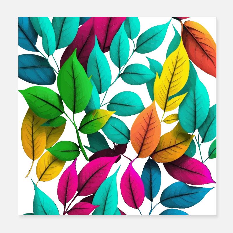Bunte Blätter Geschenk Poster 20x20 cm
