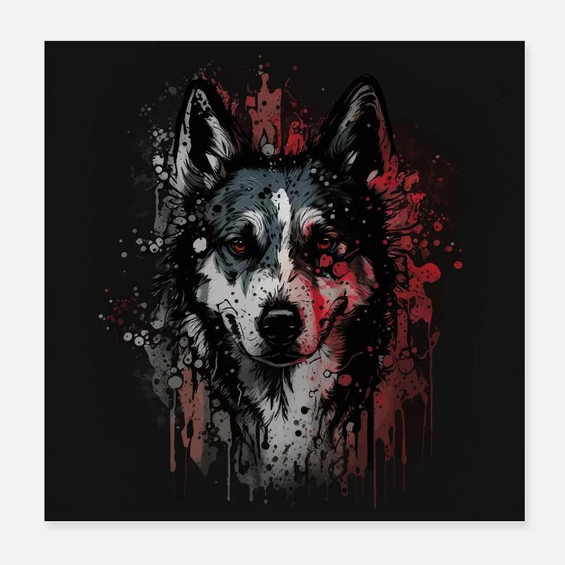 Chien Husky Poster 20 x 20 cm