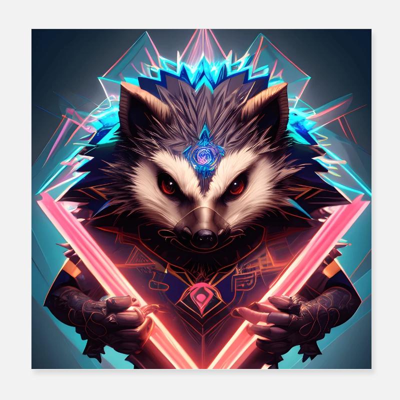 Luminous hedgehog Poster 8" x 8" (20x20 cm)