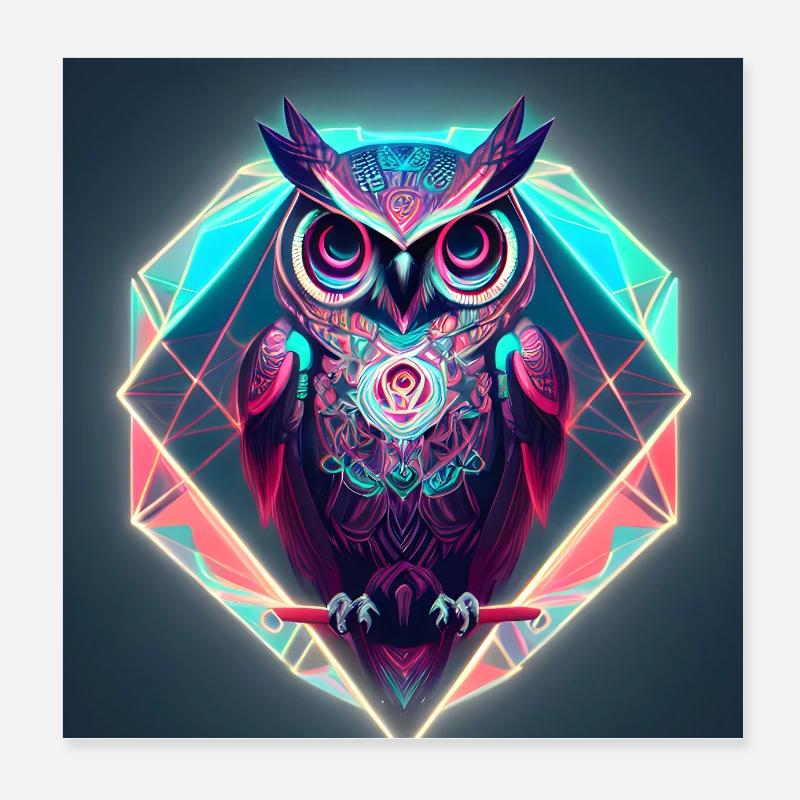 Owl Bright Owl Poster 8" x 8" (20x20 cm)