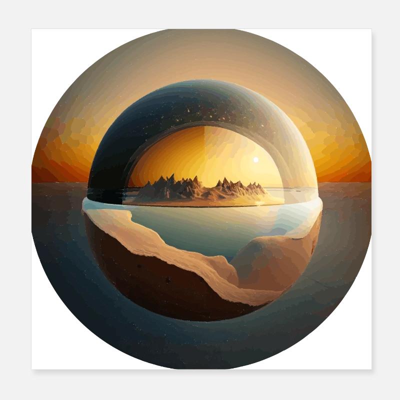 Flache Erde Fantasy Geschenk Poster 20x20 cm