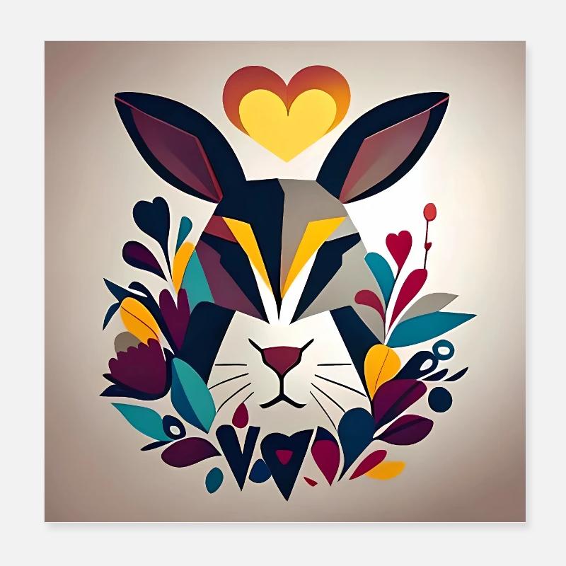 Kunst påskehare Poster 20x20 cm