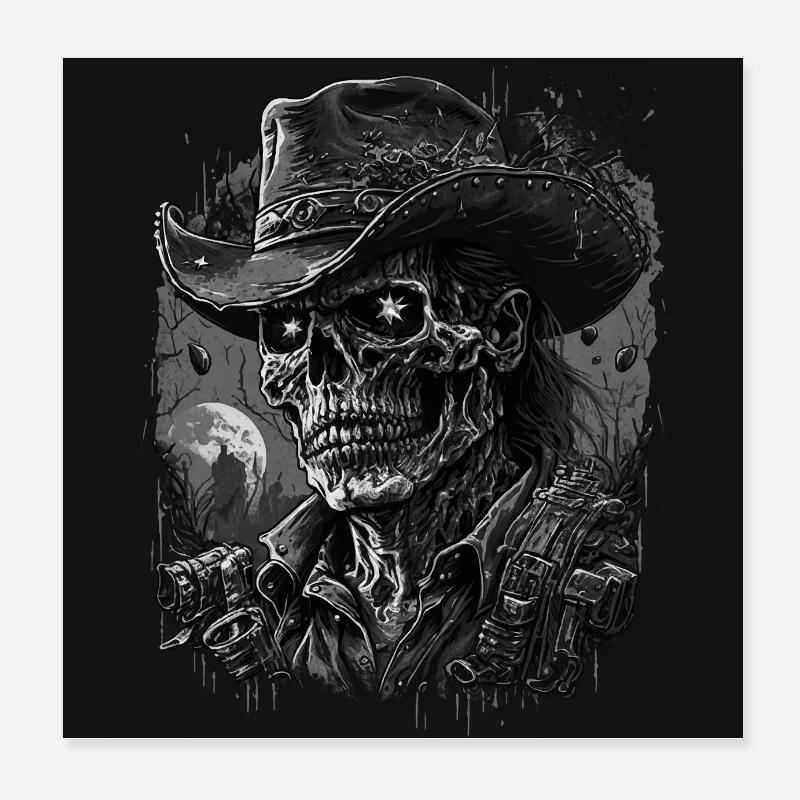 Cow-boy mort-vivant - Poster 20 x 20 cm - blanc