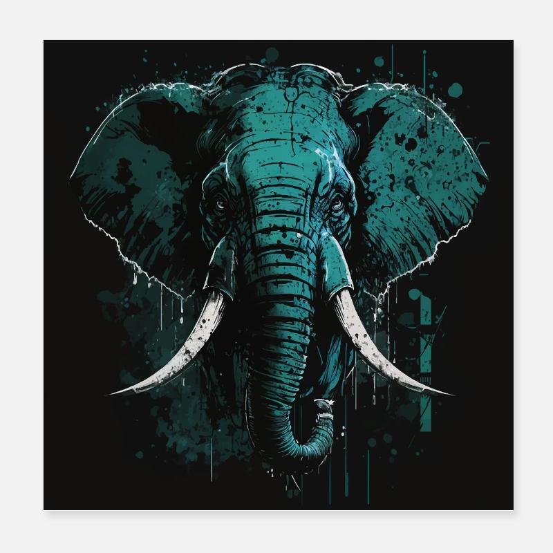 Éléphant avec défenses Poster 20 x 20 cm