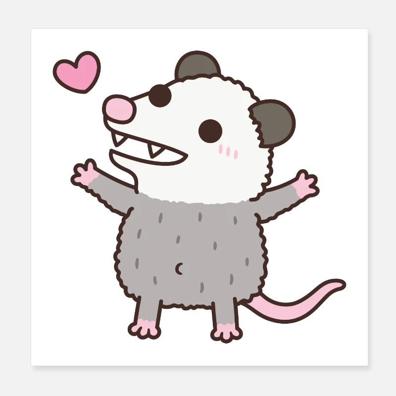 Cute Opossum Doodle Poster 8" x 8" (20x20 cm)