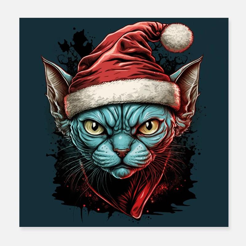 Siamese cat with Santa Claus hat Poster 8" x 8" (20x20 cm)