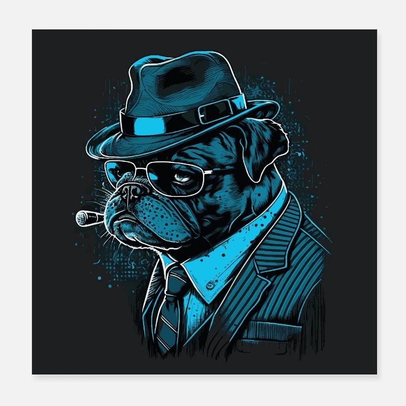 Kommissar Mops Poster 20x20 cm