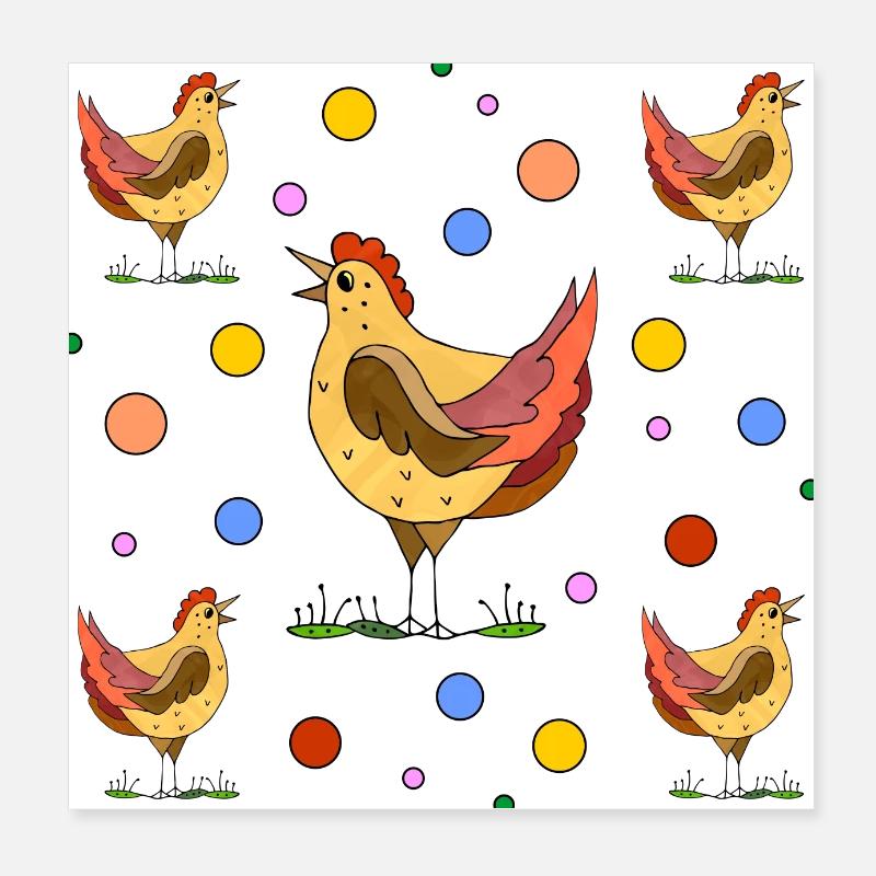 Poulets Poster 20 x 20 cm