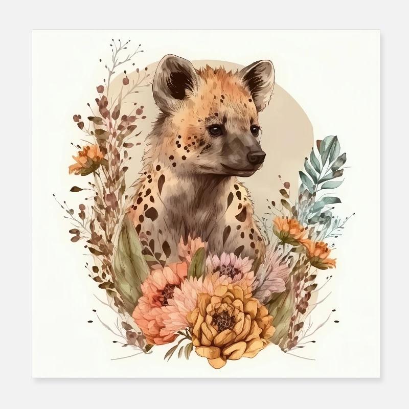 Animal Print Kleine Hyäne Poster 20x20 cm